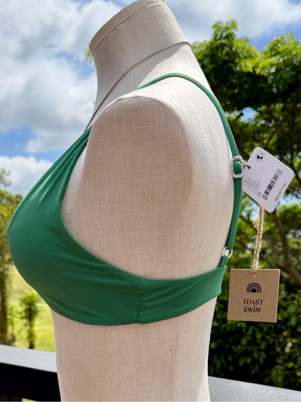**Tag Toast Swim Green Knot Front Bikini Top Nwt Size L — image 2 of 4